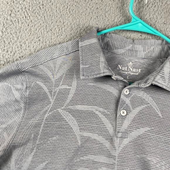 Nat Nast Polo Golf Causal Shirt Mens Large Gray Floral Print Classic Performance - Picture 3 of 11